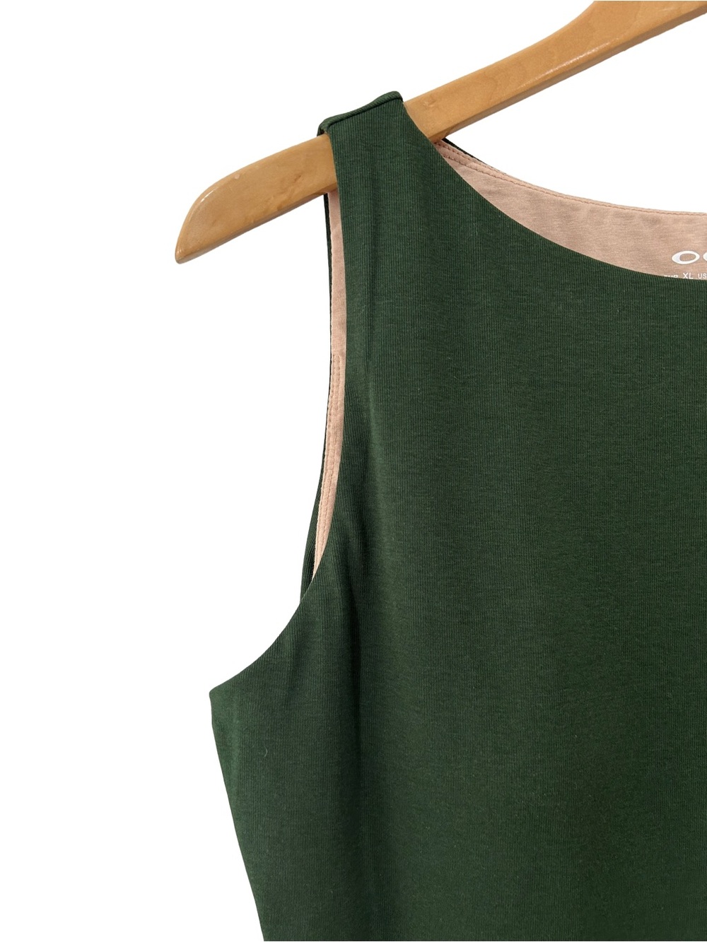 OGL women’s boatneck Brami tank top XL green built in bra soft stretch slim NWT - Picture 6 of 9